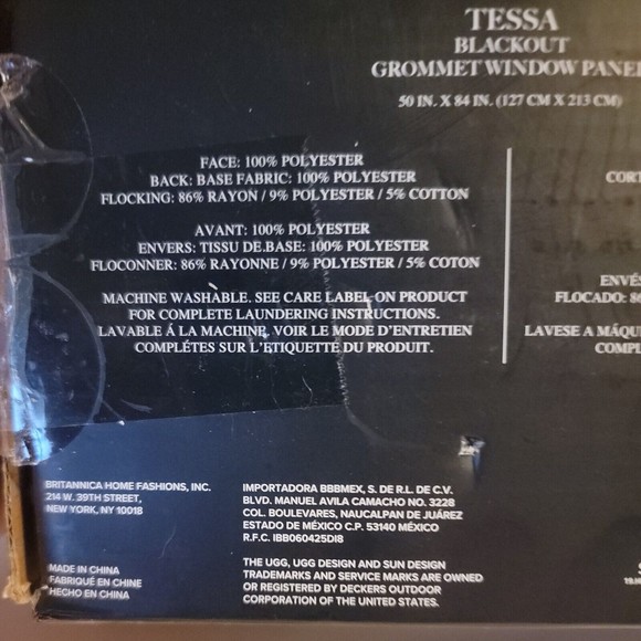 UGG Wall Decor Ugg Tessa Blackout Grommet Single Window Panel 5x84